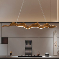 Lustre LED suspendu en résine Wabi Sabi japonais, design créatif zen postmoderne, pour table à manger longue ondulée en bois et plafond haut