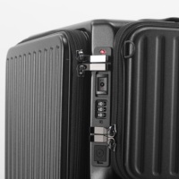 Valise à roulettes Bunnyfly à ouverture frontale en PC avec porte-gobelet et support téléphone, 20 pouces, serrure TSA, sacoche détachable