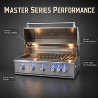 Cuisine extérieure haut de gamme avec barbecue à gaz intégré 5 brûleurs et brûleur infrarouge rotatif pour îlot BBQ série Master