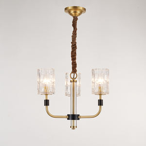 Pour MEEROSEE Moderne Cuivre Or Métal Éclairage 400k3992 Réglable Hauteur Salon Lustre Verre Pendentifs Lustras Élégant - Product Image 5