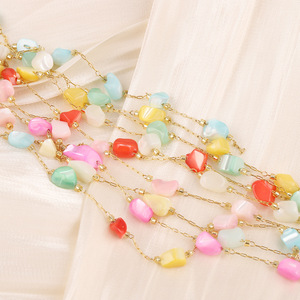 Chaîne de perles en acier inoxydable en forme de coquillage 4-5mm, coquille de fer à cheval irrégulière, apprêts de bijoux DIY, coloré, été 2025 - Product Image 1