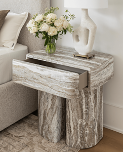 Travertine giường bên bảng đá cẩm thạch đồ nội thất phòng ngủ travertine nightstand Marmol đêm đứng đá tự nhiên Bàn Cạnh Giường ngủ - Product Image 5