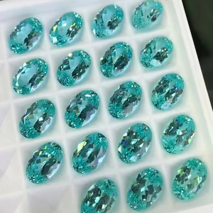 Joyería Qinglong, Zafiro Cultivado en Laboratorio, Corte Ovalado, Corte Asscher, Corte <span class=keywords><strong>Rose</strong></span>, 5x7mm 6x8mm, Azul Paraíba, Gemas Sueltas al por Mayor - Product Image 1