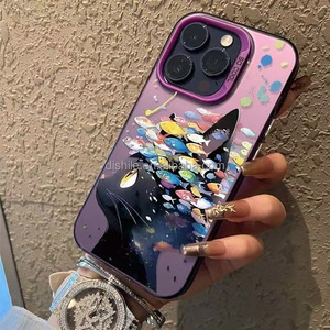 Nhà Máy Giá thể thao chống sốc laser màu bạc cá theo chủ đề mèo trường hợp điện thoại cho iPhone 16/15/14/13 Pro, làm bằng vật liệu PC - Product Image 5