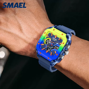 Montre homme SMAEL 8133 tendance style méca et geek, double affichage, étanche, carrée, multifonction, cadeau pour homme - Product Image 4