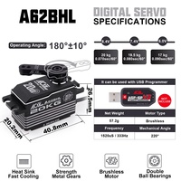 Servo Digital CNC sin Escobillas Programable AGFRC A62BHL de 62g, 0.07s, Bajo Perfil, Alto Torque, Engranaje Metálico, Rodamientos de Bolas Dobles