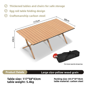 Multifunctional Modern Oxford Egg Roll <b>Table</b> Aluminum <b>Portable</b> Folding <b>Table</b> for Leisure Camping <b>Picnic</b> 4-Seater - Product Image 6