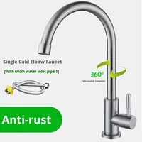 Robinet de cuisine moderne en acier inoxydable 304, finition brossée, à poser sur plan, avec douchette extractible, commande par bouton-poussoir, monotrou, eau froide
