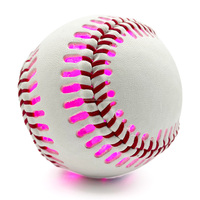 Balle de baseball LED à 8 couleurs changeantes avec logo personnalisé, rechargeable, en cuir véritable, lumineuse, 9 pouces, pour les sports et divertissements nocturnes