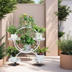 Soporte de Metal para Plantas Unho de 6 <span class=keywords><strong>Macetas</strong></span>: Soporte para <span class=keywords><strong>Macetas</strong></span> <span class=keywords><strong>con</strong></span> <span class=keywords><strong>Ruedas</strong></span>, Estante de Exhibición de 4 Niveles para Patio, Balcón, Jardín, Decoración del Hogar - Product Image 5