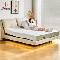 Lit électrique intelligent King Size fabriqué en usine OEM, couleur personnalisée, revêtement en cuir, modes de réglage multiples, favorise le ronflement