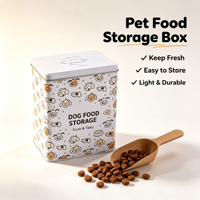Boîte de rangement carrée personnalisée pour nourriture pour chien, boîte en métal de qualité alimentaire pour friandises pour animaux de compagnie avec couvercle amovible pour l'emballage des aliments pour animaux