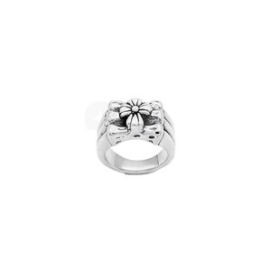 Bague Fleur Segmentée de Classe Supérieure avec Motif Sculptural en Relief, Bijou en Argent 925 - Product Image 1