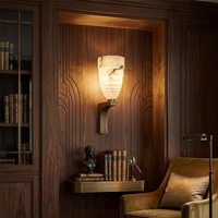 Applique murale LED en marbre de luxe léger, cadre en acier inoxydable, finition antique, lumière chaude 3000K pour chambres et salons