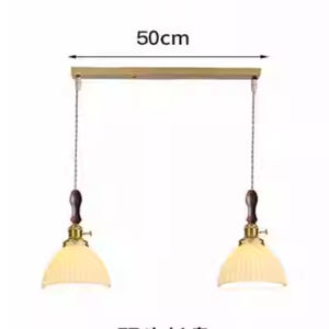 Enchufe <span class=keywords><strong>de</strong></span> latón <span class=keywords><strong>de</strong></span> madera <span class=keywords><strong>de</strong></span> nogal, <span class=keywords><strong>luz</strong></span> colgante, <span class=keywords><strong>tapa</strong></span> <span class=keywords><strong>de</strong></span> cerámica, comedor, Bar, mostrador, ventana, dormitorio, lámpara colgante pequeña Retro Nórdica - Product Image 3