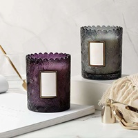 Vente en gros de bougeoirs en verre vides de luxe personnalisés de 250 ml, gris, violet, rouge, pour la Saint-Valentin, Noël