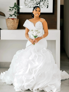 Robe de mariée personnalisée pour la mariée, robe de mariée sirène grande taille, robe de mariée sirène élégante, robes de mariée sirène africaines - Product Image 4