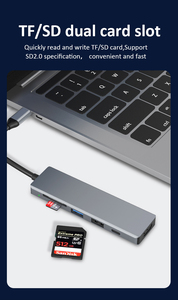 MARCH EXPO 6-in-1 adattatore di tipo C Mini Docking Station con 4K 60Hz HD-MI 2 USB 3.0 lettore di schede SD/TF, 100W PD per MacBook Pro - Product Image 2