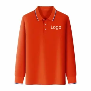 Amerika-Stil Frühjahr Herbst orange Farben Bürobarbeiter Herren T-Shirt lässige Baumwolle gestricktes T-Shirt