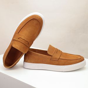 Mocasines sin cordones para hombre, de verano, de cuero genuino, transpirables, de gamuza, con suela suave, informales, cómodos, duraderos y elegantes - Product Image 5