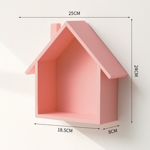<span class=keywords><strong>Petite</strong></span> maison en bois rétro vintage, décoration murale d'entrée, étagère décorative murale peinte par pulvérisation, design simple pour - Product Image 6