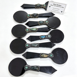 <span class=keywords><strong>Miroir</strong></span> en obsidienne noire, <span class=keywords><strong>miroir</strong></span> de divination en cristal portatif pour la méditation, le Wicca, la sorcellerie et la décoration spirituelle - Product Image 2