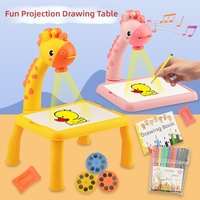 Grande table de projection pour enfants avec motif cerf de dessin animé pour diapositives, gribouillage, dessin et écriture, 5 à 7 ans