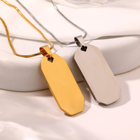 Collier pendentif étanche en acier inoxydable plaqué or 18 carats PVD, personnalisable, gravure commémorative, plaque nominative vierge