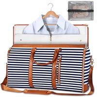 Sac de voyage pliable unisexe en cuir PU imperméable avec fermeture éclair, grande capacité, à rayures unies, personnalisable