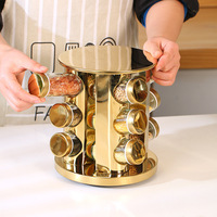 Rangement multifonctionnel pour la cuisine Rangement décoratif rotatif pour bocaux à épices en verre Ensemble de porte-bouteilles