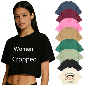 T-shirt Corta Estiva da <span class=keywords><strong>Donna</strong></span> per Yoga e <span class=keywords><strong>Fitness</strong></span>, Vestibilità Ampia e Casual, in Puro Cotone, con Taglio Boxy alla Moda, Personalizzabile con Stampa Logo - Product Image 2