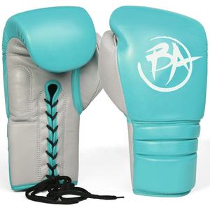 Guantes de boxeo con cordones profesionales de cuero de alta calidad con logotipo personalizado disponibles en colores personalizados - Product Image 1
