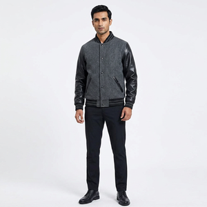 Chaqueta Universitaria de Béisbol Bordada de Alta Calidad para Hombre con Cuello Alto y Logotipo Frontal Personalizado 100% Algodón - Product Image 1