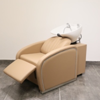 Meuble de Coiffure Beauté, Bac à Lavage de Salon et Fauteuil Massant pour Salon de Coiffure ou Barbershop