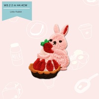 Patchs brodés autocollants Kawaii animaux et desserts, prêts à expédier, appliques mignonnes Panda Rouge et Pingouin pour vêtements d'enfants