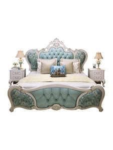 גילוף יהלומי יוקרה אירופאי דמוי עור קאמה מיטת קינג סייז מלכותית - Product Image 6