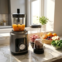 Mixeur-Blender-Extracteur de Jus Manuel/Électrique Portable 3-en-1 en Acier Inoxydable pour Usage Domestique et Commercial