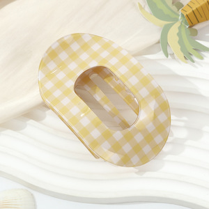 High Quality Acetate Flat Plaid <b>Print</b> Hair Clip <b>Extra</b> <b>Large</b> Claw Design Unisex Thick Hair Daily Accessory European American - Product Image 5