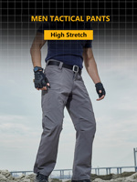 Celana Panjang Hiking Outdoor Musim Semi Gugur, Bahan Spandex 4 Arah, Anti Air, Kamuflase Abu-abu, Celana Cargo Taktis untuk Berburu Pria