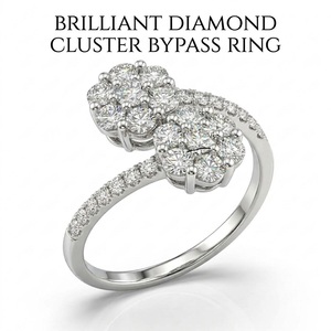 Tailored Round Cut Diamond Bypass Cluster Ring 18K Solid White Gold Pave Set Band Custom Made OEM ODM Jewelry Supplier - Product Image 1