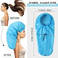 Bonnet de Douche Imperméable en Gros pour Cheveux Longs, Style Jumbo, pour Tresses et Dreadlocks, Pliable et Réutilisable, 100% Polyester