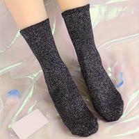 Service FBA exceptionnel, vente en gros OEM, chaussettes en lurex pailletées, chaussettes en soie dorées et argentées, paillettes fantaisie, logo personnalisé, chaussettes pailletées pour femmes
