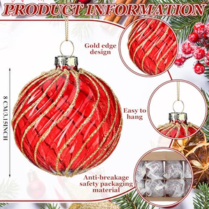 Décorations de Noël, boules de Noël en verre, ornements pour arbre de Noël, boule de Noël de 8 cm - Product Image 4