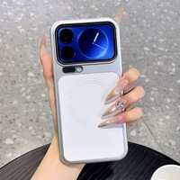 Étui de téléphone magnétique en cuir texturé PC avec design de protection argenté titane pour 17 Pro Max et Redmi K90 Pro Max