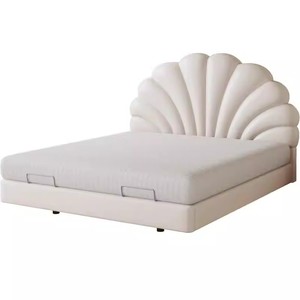 <span class=keywords><strong>Lit</strong></span> double en cuir à pétales motorisé et <span class=keywords><strong>suspendu</strong></span> électriquement - Design moderne, écologique, hauteur réglable pour le confort des couples - Product Image 4