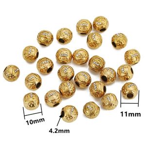 Cuentas de letras con diseño pavé |   Cuentas Espaciadoras con Iniciales del Alfabeto en Acero Inoxidable Chapado en Oro PVD de 18K con Detalles de Cristal para la Creación de Joyería DIY - Product Image 3