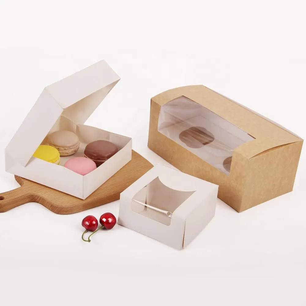 New design custom einweg kuchen box mit transparent fenster