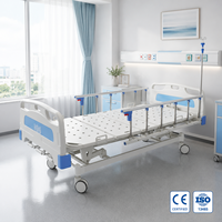 Lit d'hôpital manuel personnalisable OEM à trois fonctions, lit médical réglable à 3 manivelles pour les salles de soins et les soins à domicile