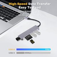 Hub USB 5-en-1 SYONG à prix d'usine, lecteur de cartes, adaptateur multiport USB avec USB 3.0, 2*USB 2.0, SD/TF pour ordinateur portable, ordinateur de bureau, souris