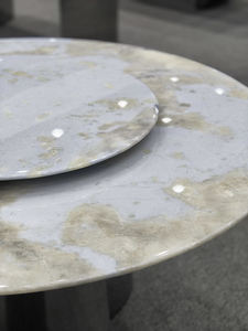 โต๊ะรับประทานอาหารทรงกลมคริสตัลสีฟ้าแบบทันสมัยสำหรับโรงแรมพื้นผิวแบบหินขัดเงาหรูหราหรูหรามีสินค้าในสต็อก - Product Image 4